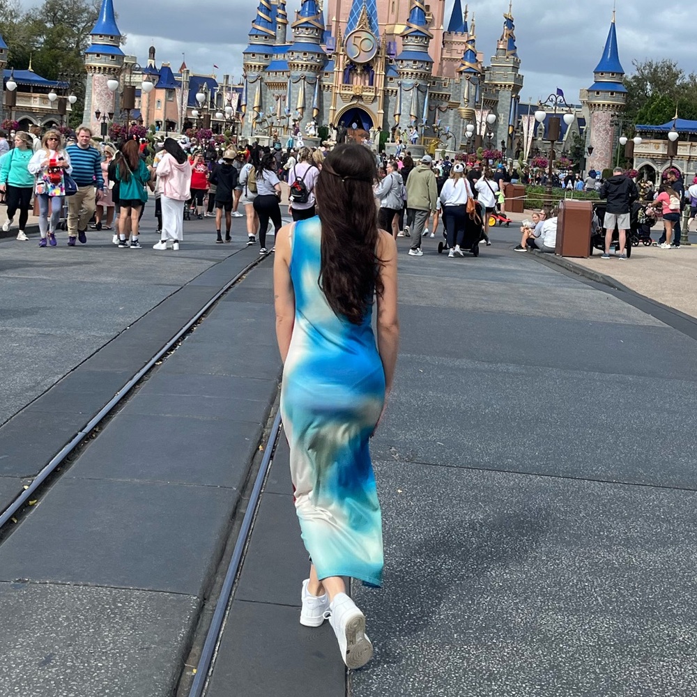 Blue and White Tie-Dye Kendall Maxi Dress